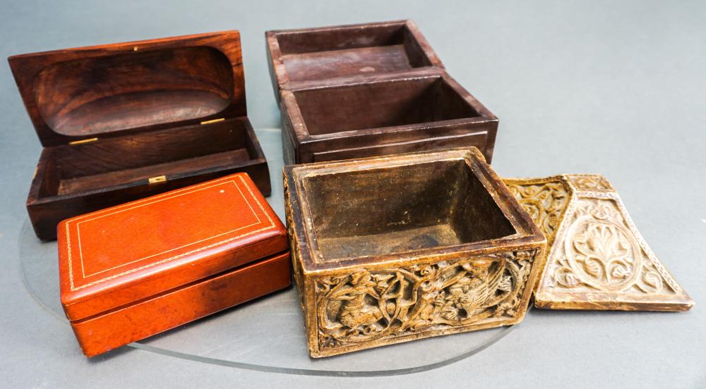 FOUR ASSORTED WOOD, LEATHER, AND COMPOSITION