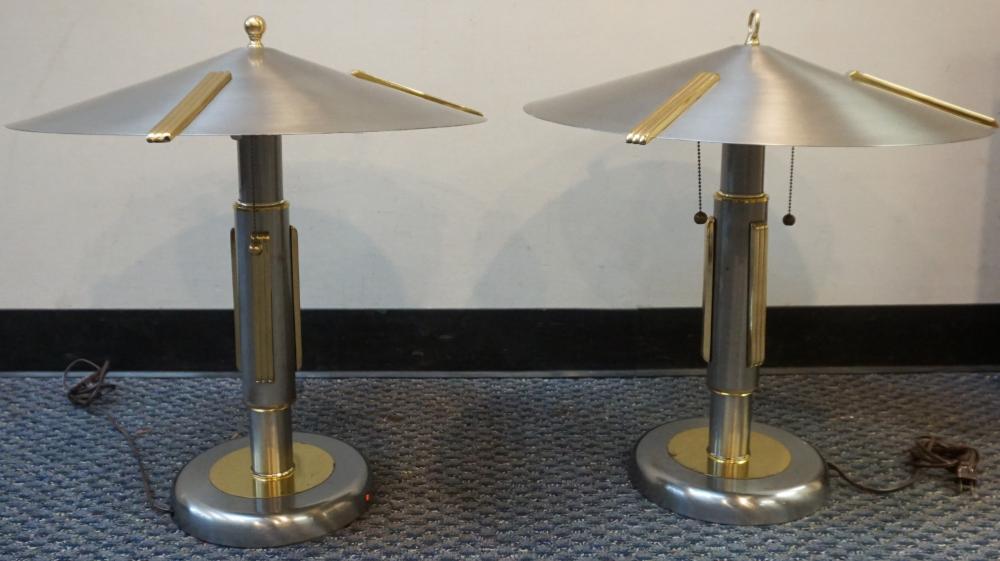 PAIR OF ART DECO STYLE MIXED METAL