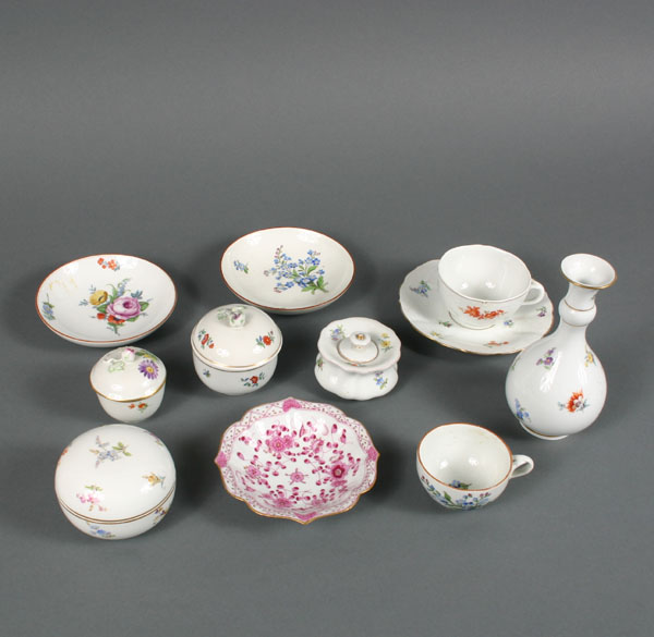 Eleven Meissen hand painted porcelain 51155