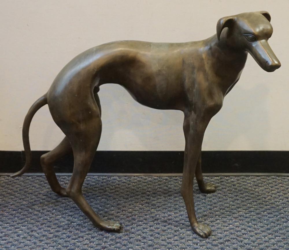 PATINATED BRONZE FIGURE OF A GREYHOUND  32ad59