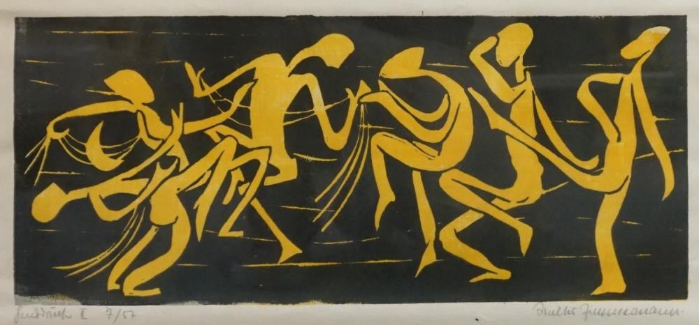 ABSTRACT DANCERS COLOR LITHOGRAPH  32ad97