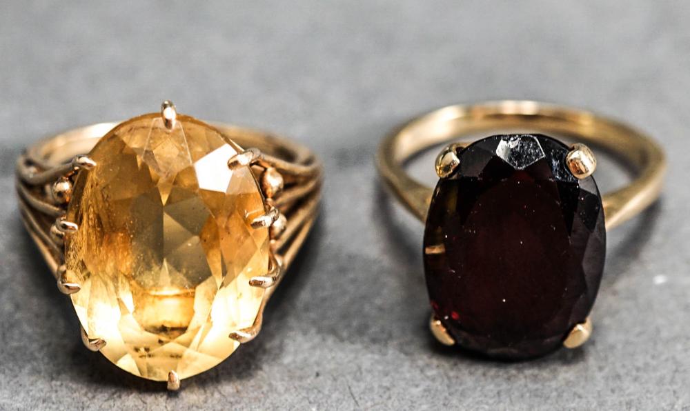 TWO 14 KARAT YELLOW GOLD AND GEM 32ae1e