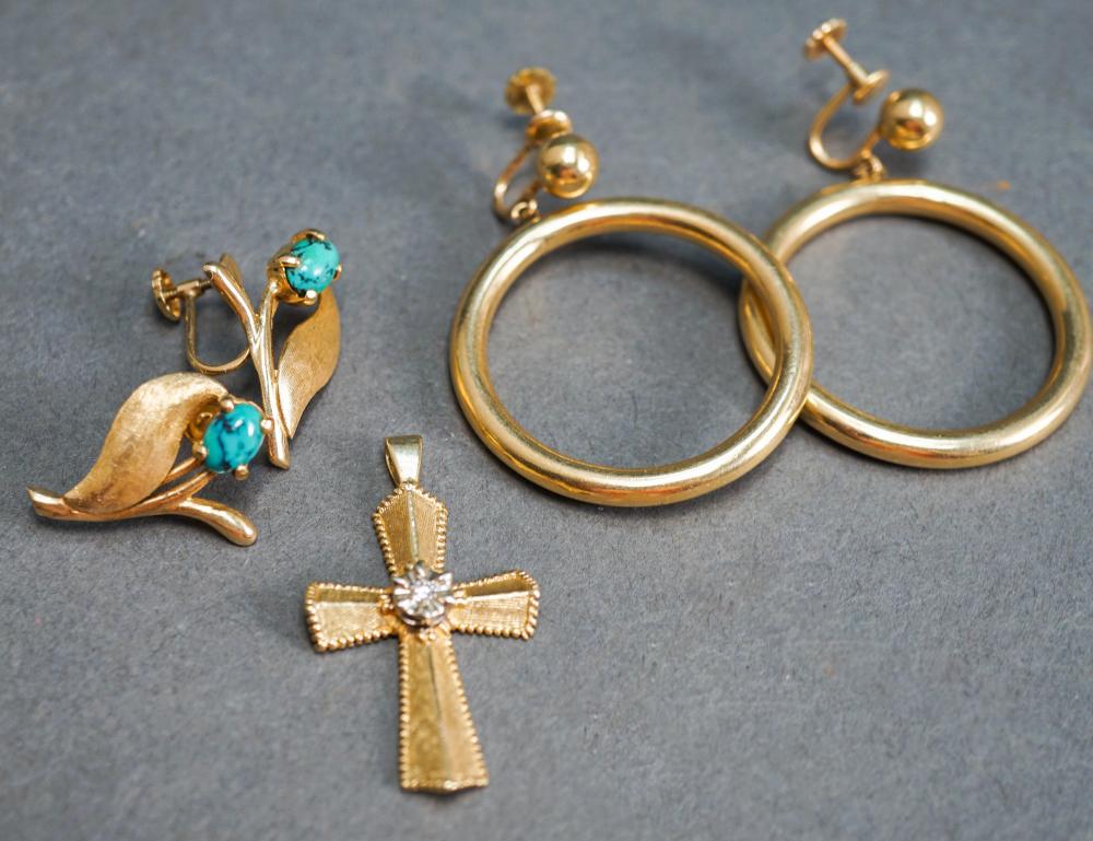 TWO PAIRS OF 14-KARAT YELLOW-GOLD