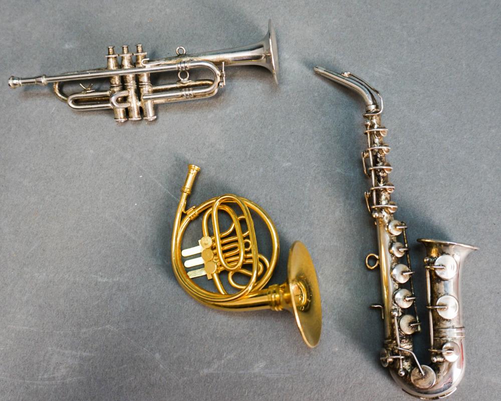 THREE MINIATURE INSTRUMENT ORNAMENTS: