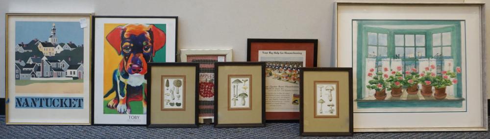 GROUP WITH EIGHT ASSORTED FRAMED ARTWORKS,