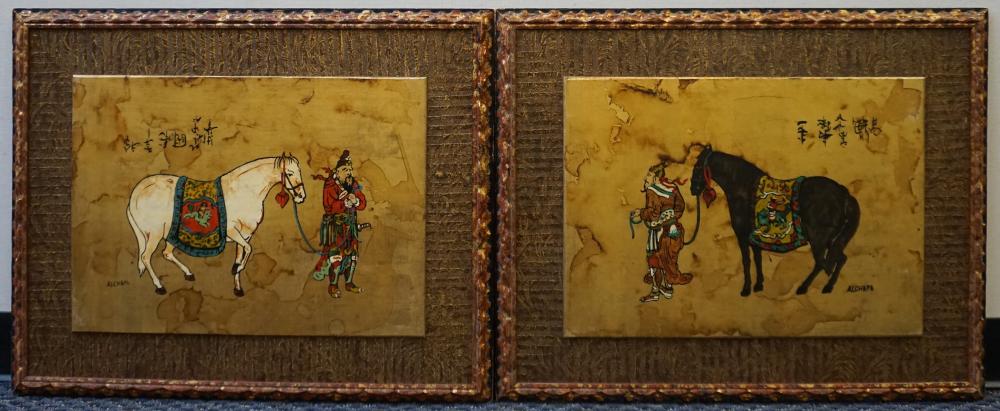 PAIR OF PAINTED AND GILT DECORATED 32ae90