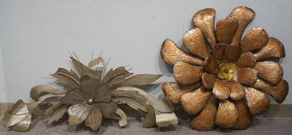 TWO PATINATED METAL FLOWER-FORM