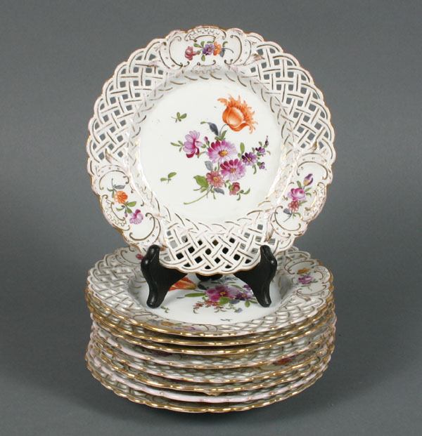 Dresden Flower hand painted plates with