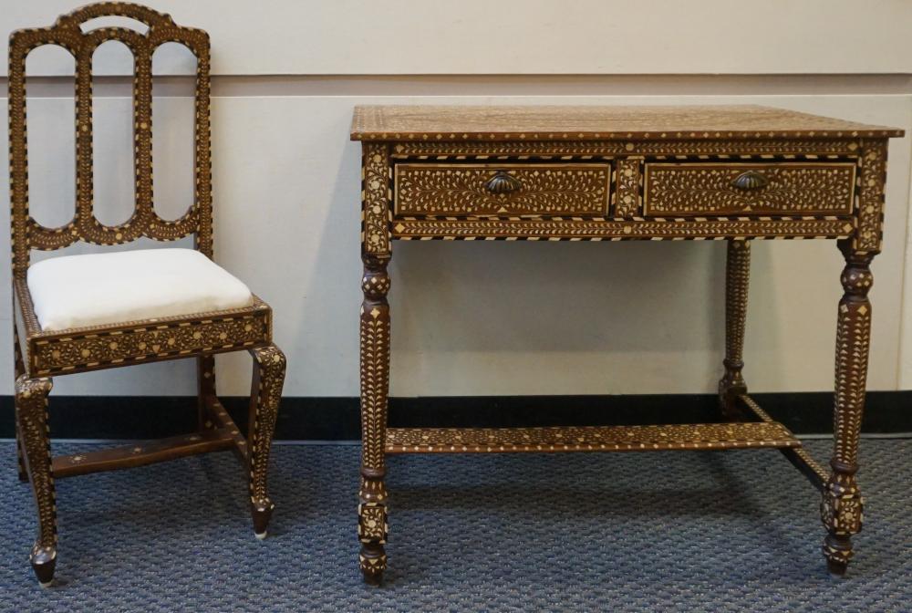 SYRIAN BONE INLAID TEAK DESK AND 32aef6