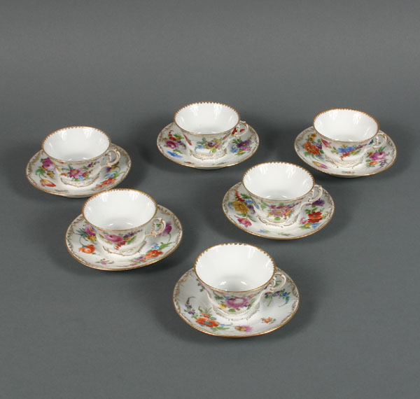 Dresden porcelain cups and saucers,