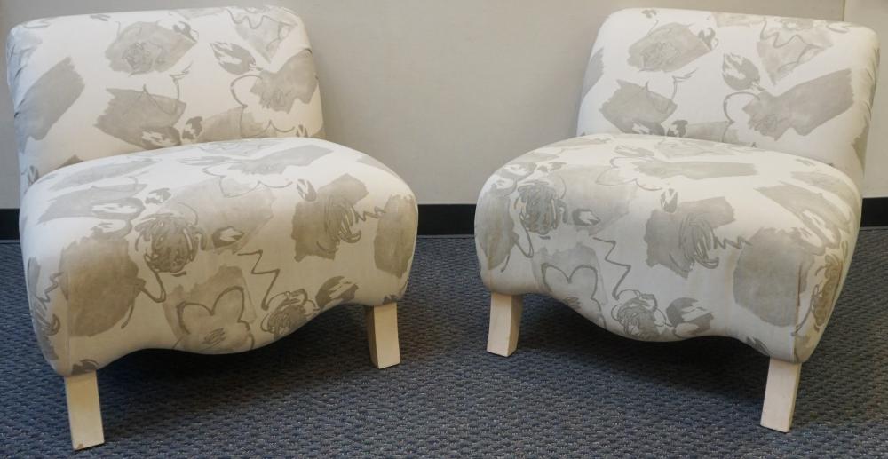 PAIR CONTEMPORARY UPHOLSTERED ARMLESS