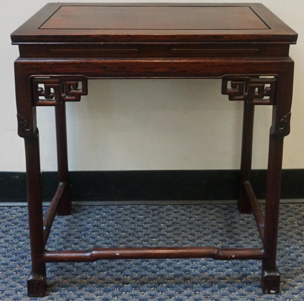 CHINESE CARVED HARDWOOD SIDE TABLE,