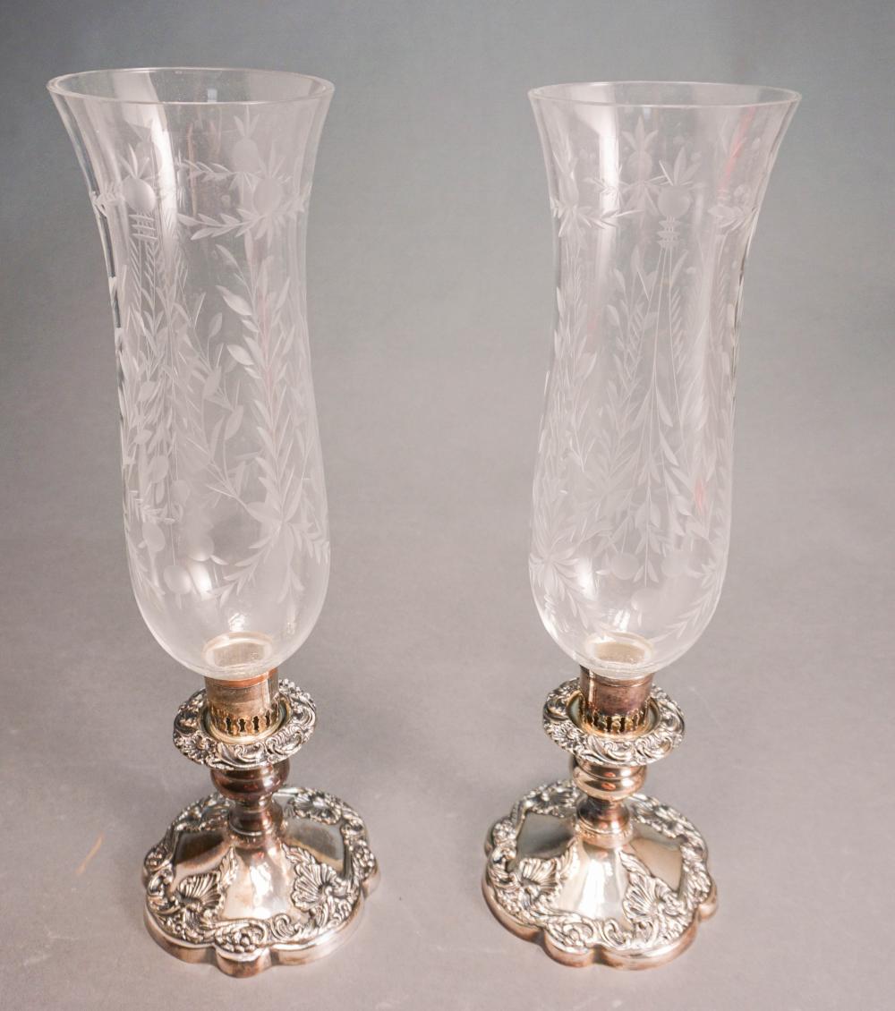 PAIR SILVERPLATE CANDLESTICKS WITH