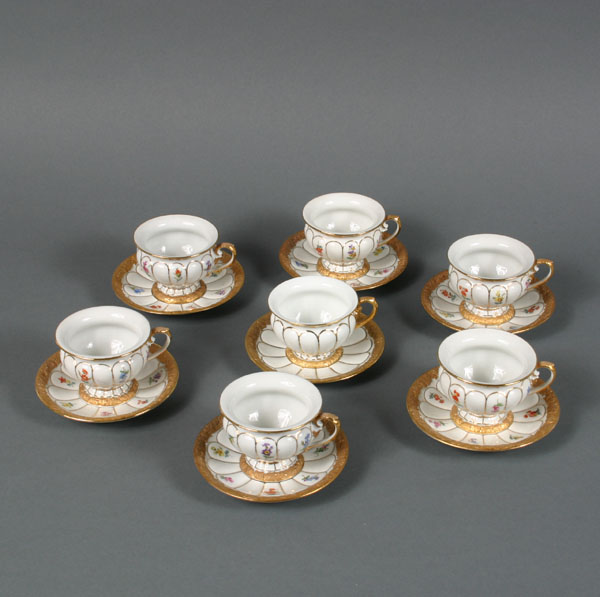 Meissen porcelain cups and saucers