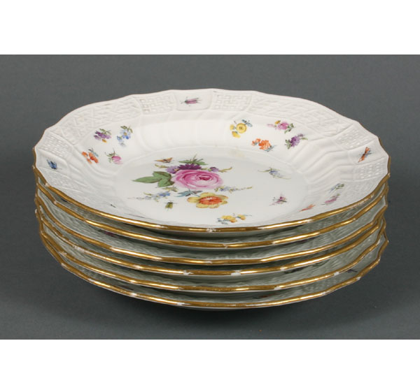 Six Meissen porcelain salad plates