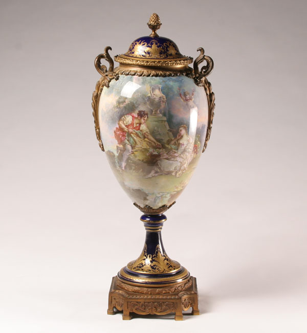 Large Sevres urn mounted on brass 5118f