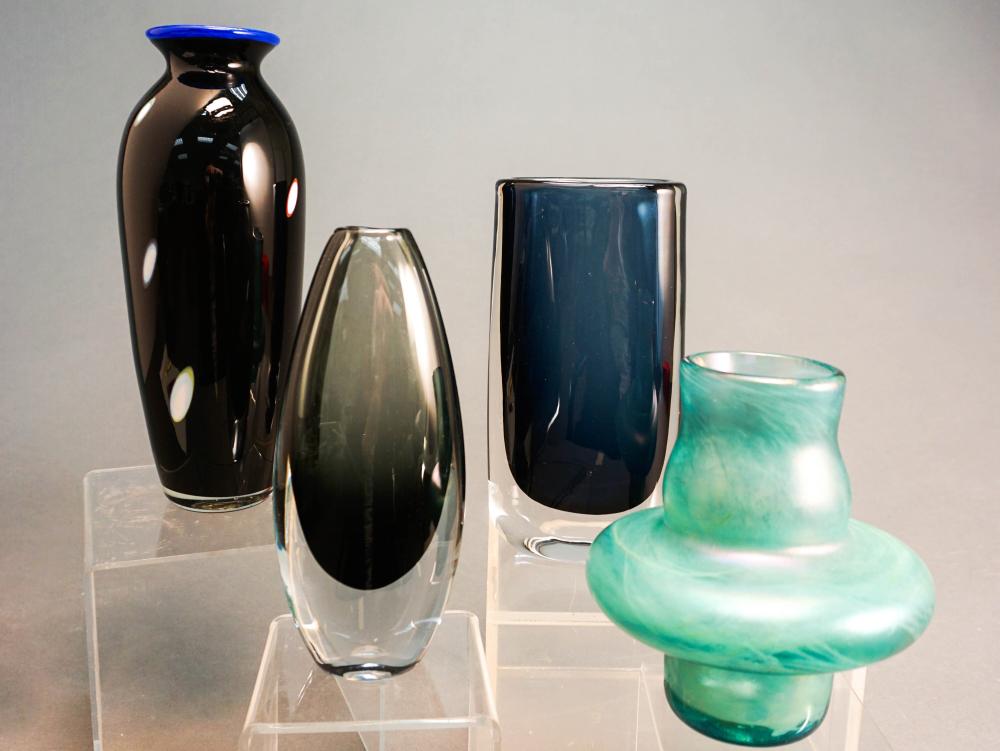 FOUR ART GLASS VASES H OF TALLEST  32afe4