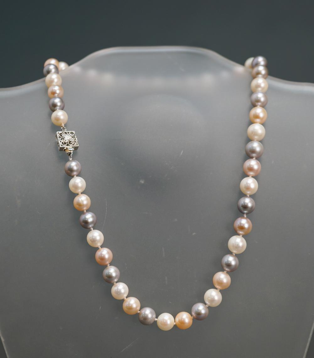 MULTICOLORED PEARL NECKLACE, L: