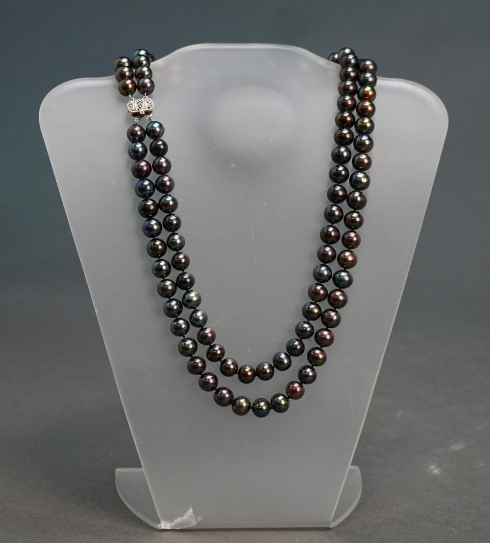 CULTURED PEARL DOUBLE STRAND NECKLACE,