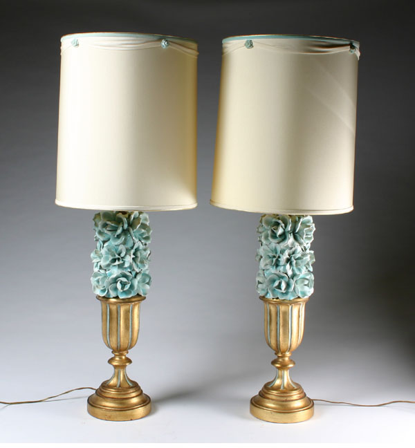 Pair ceramic lamps with floral 511a7
