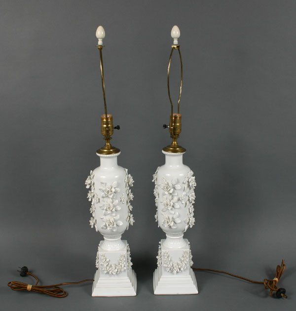 Pair blanc de chine porcelain lamps  511a8