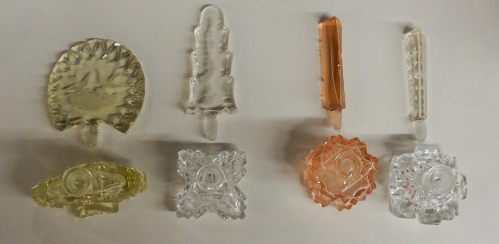 FOUR CUT GLASS PERFUMES WITH STOPPERS