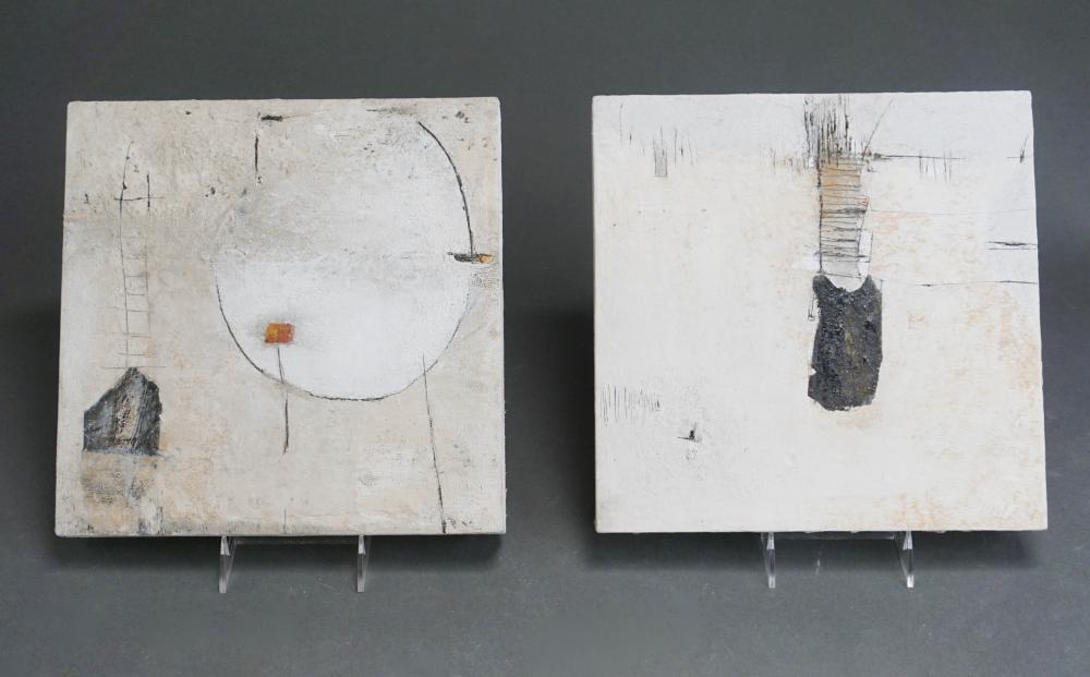 ABSTRACTS, TWO UNFRAMED MIXED MEDIA