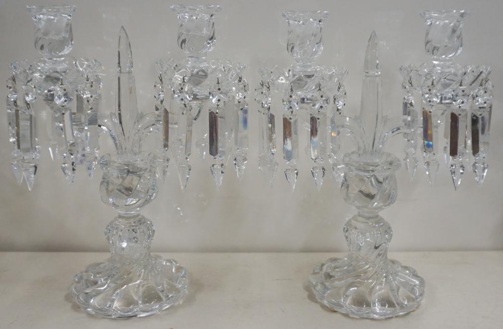 PAIR BACCARAT MOLDED GLASS TWO LIGHT 32b117