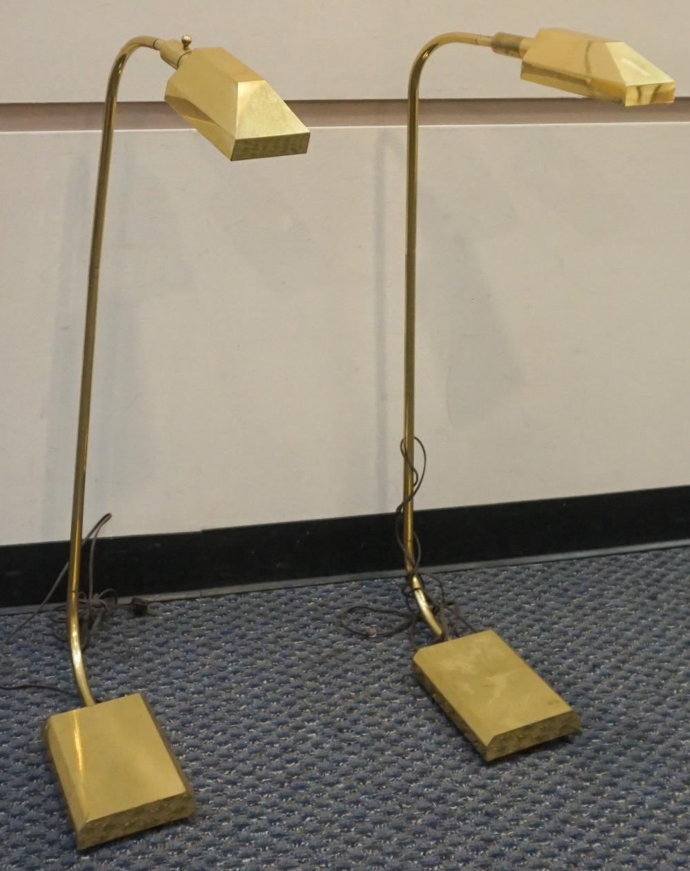 PAIR OF BRASS ADJUSTABLE FLOOR