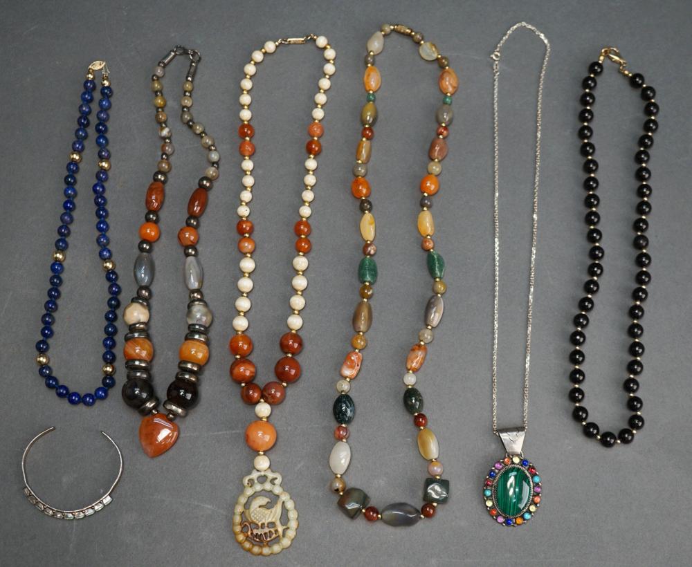 COLLECTION OF FIVE BEADED NECKLACES  32b27f