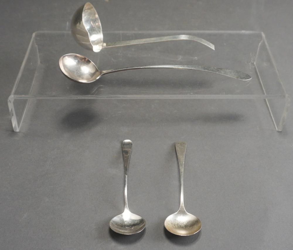 FOUR ASSORTED SILVER SERVING LADLES