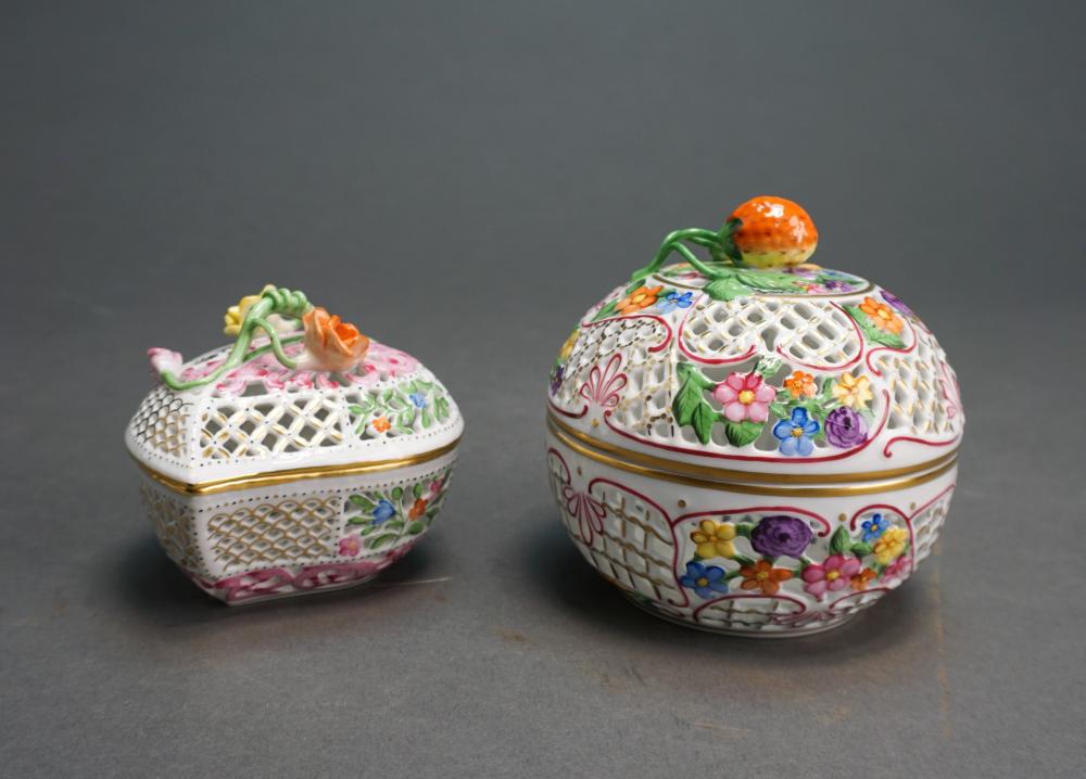 TWO HEREND RETICULATED POTPOURRI