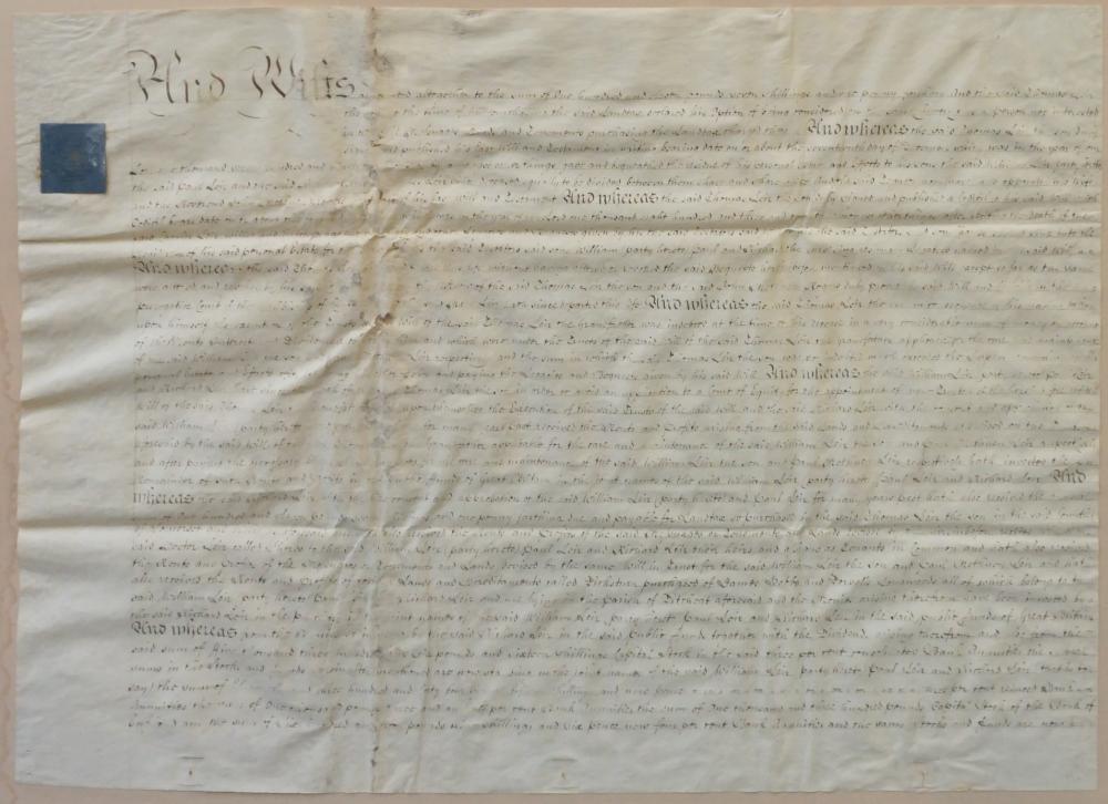 ENGLISH INDENTURE DOCUMENT, INK ON PAPER,