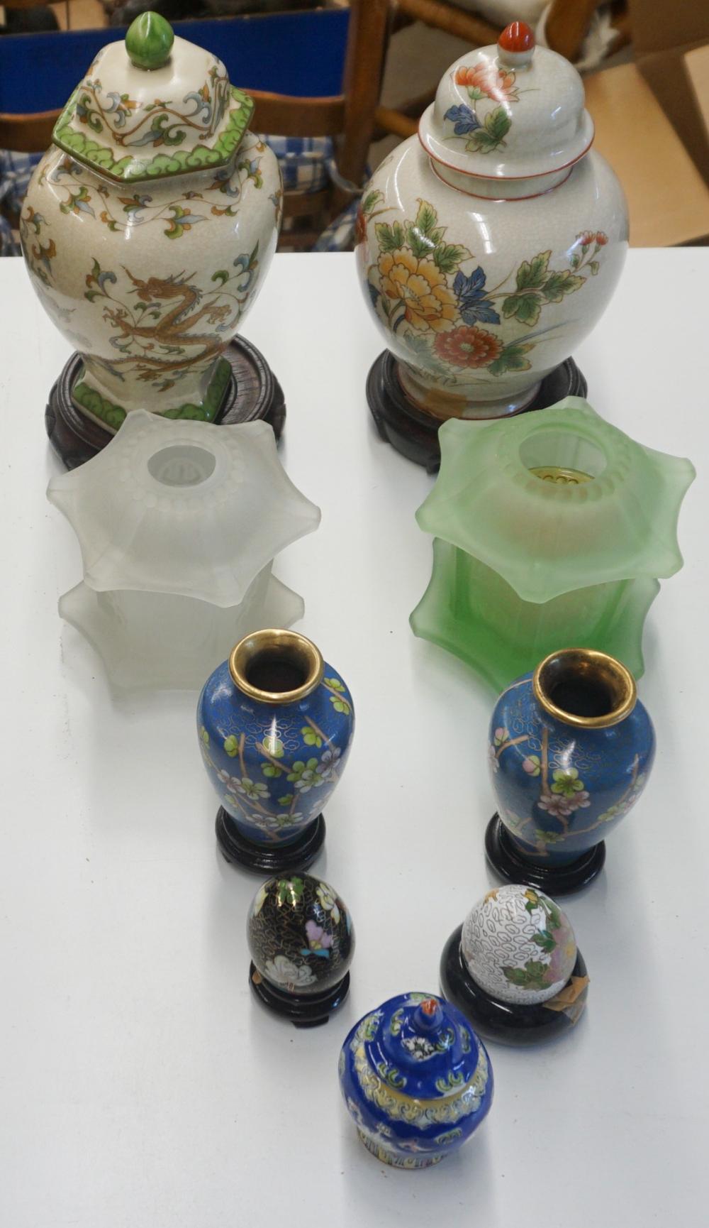 ASIAN CERAMIC AND ENAMEL CANDLEHOLDER 32b2f5