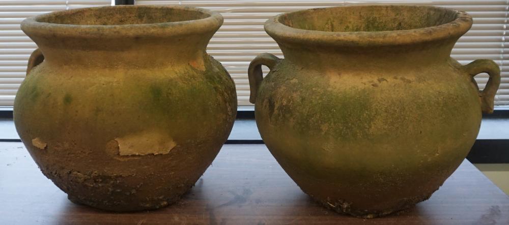 PAIR ANCIENT STYLE TERRACOTTA URNS