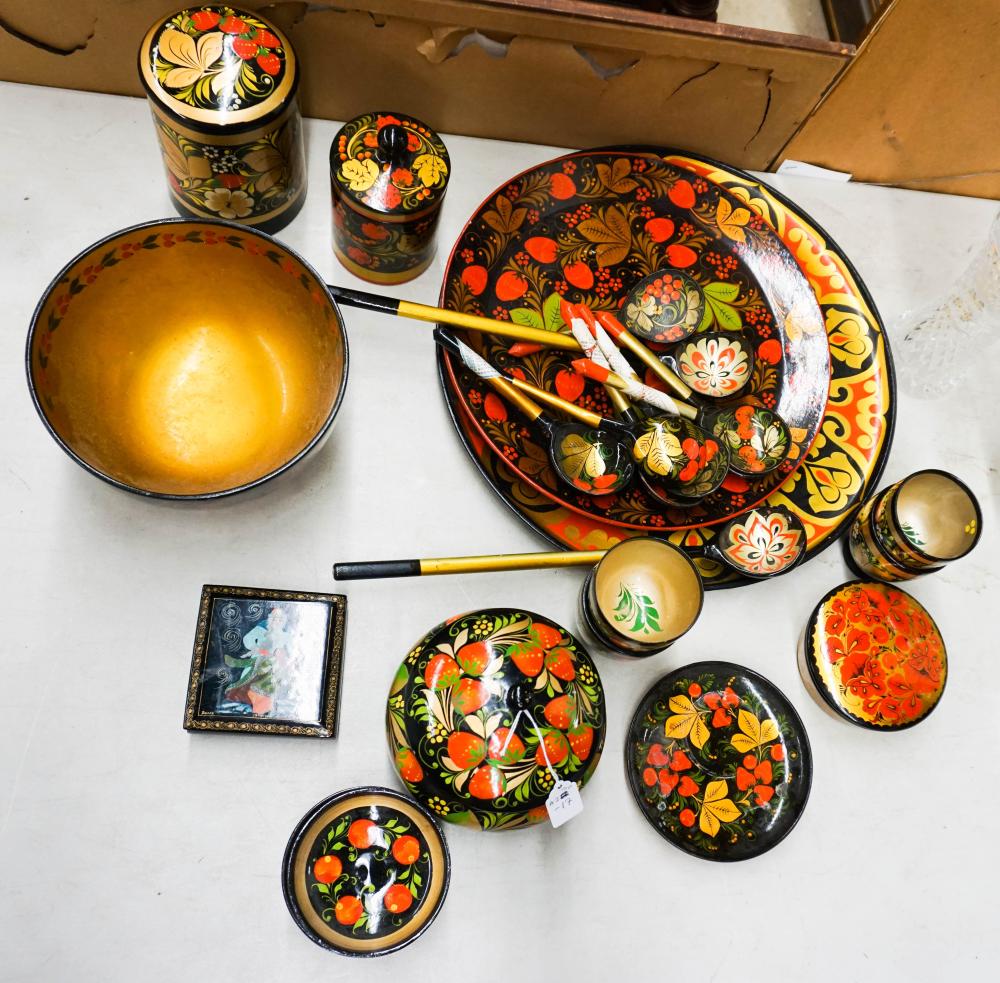 GROUP WITH RUSSIAN LACQUER TABLE