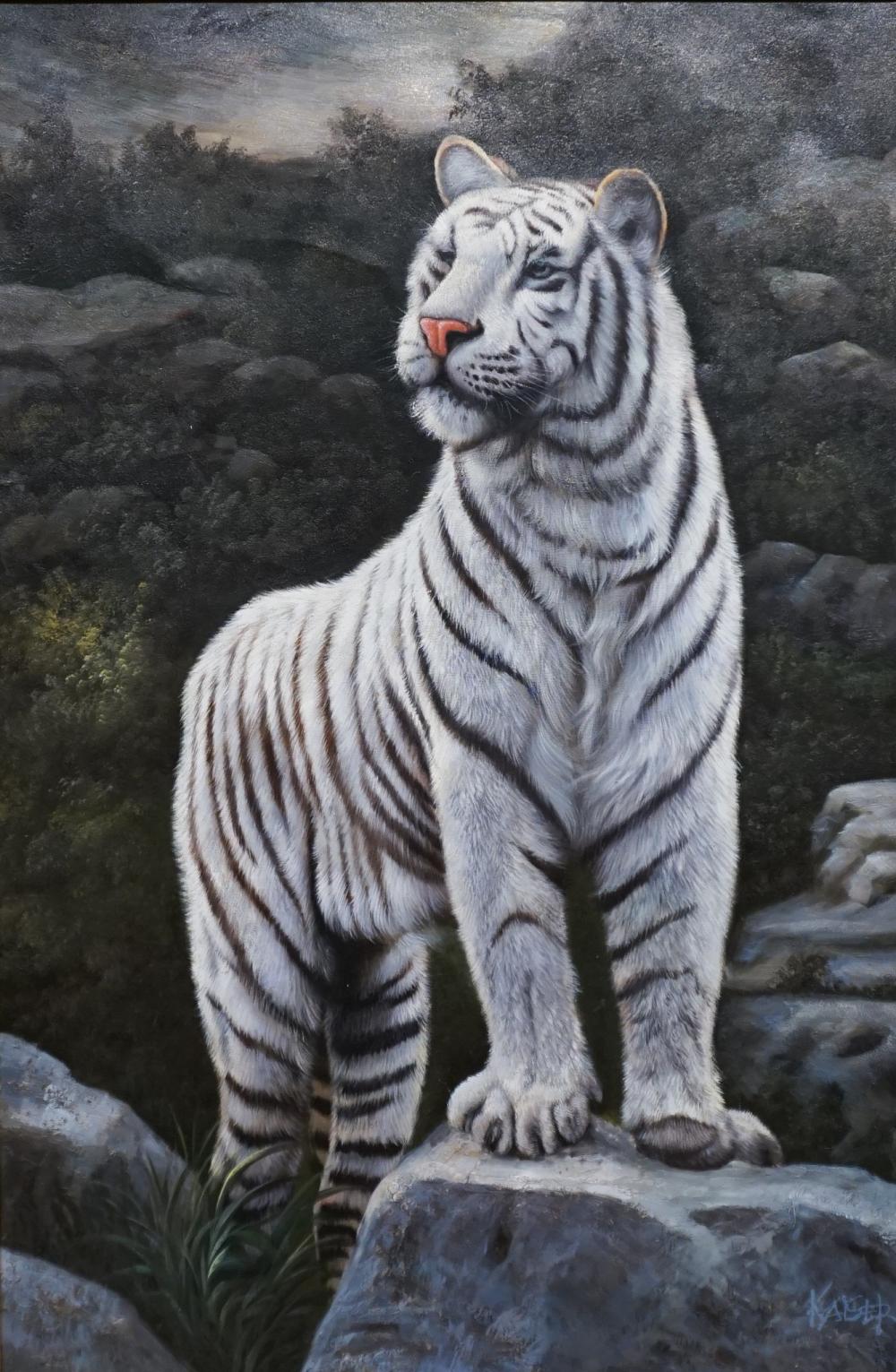 PORTRAIT OF A TIGER, OIL ON CANVAS,