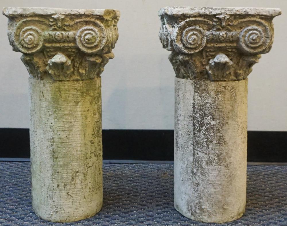 PAIR CAST STONE IONIC COLUMN STANDSPair 32b41b