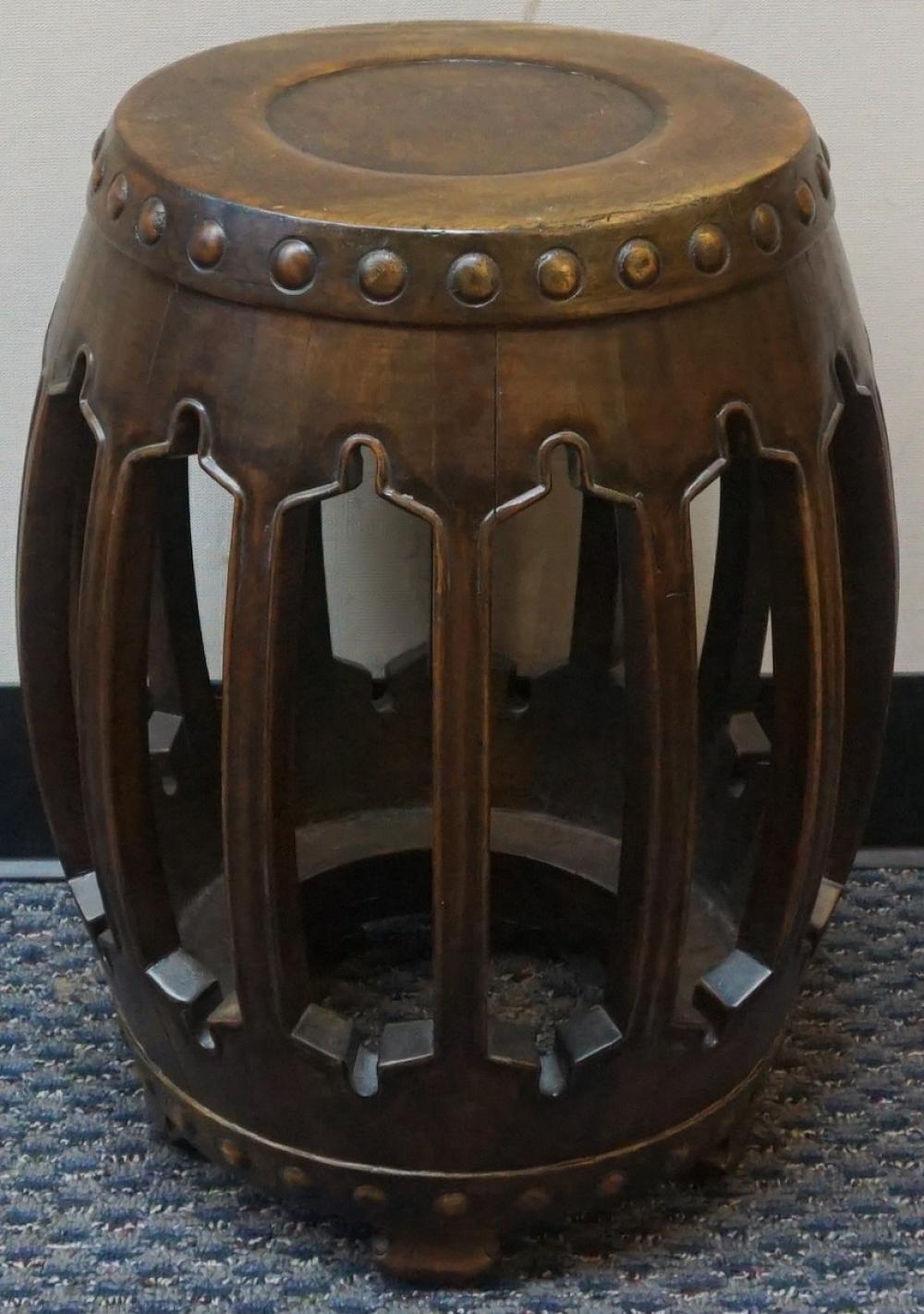CHINESE STAINED HARDWOOD BARREL-FORM