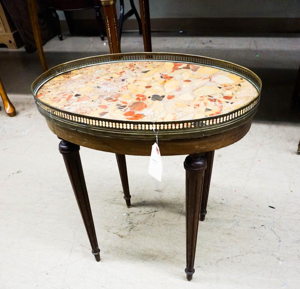 LOUIS XV STYLE WALNUT MARBLE TOP