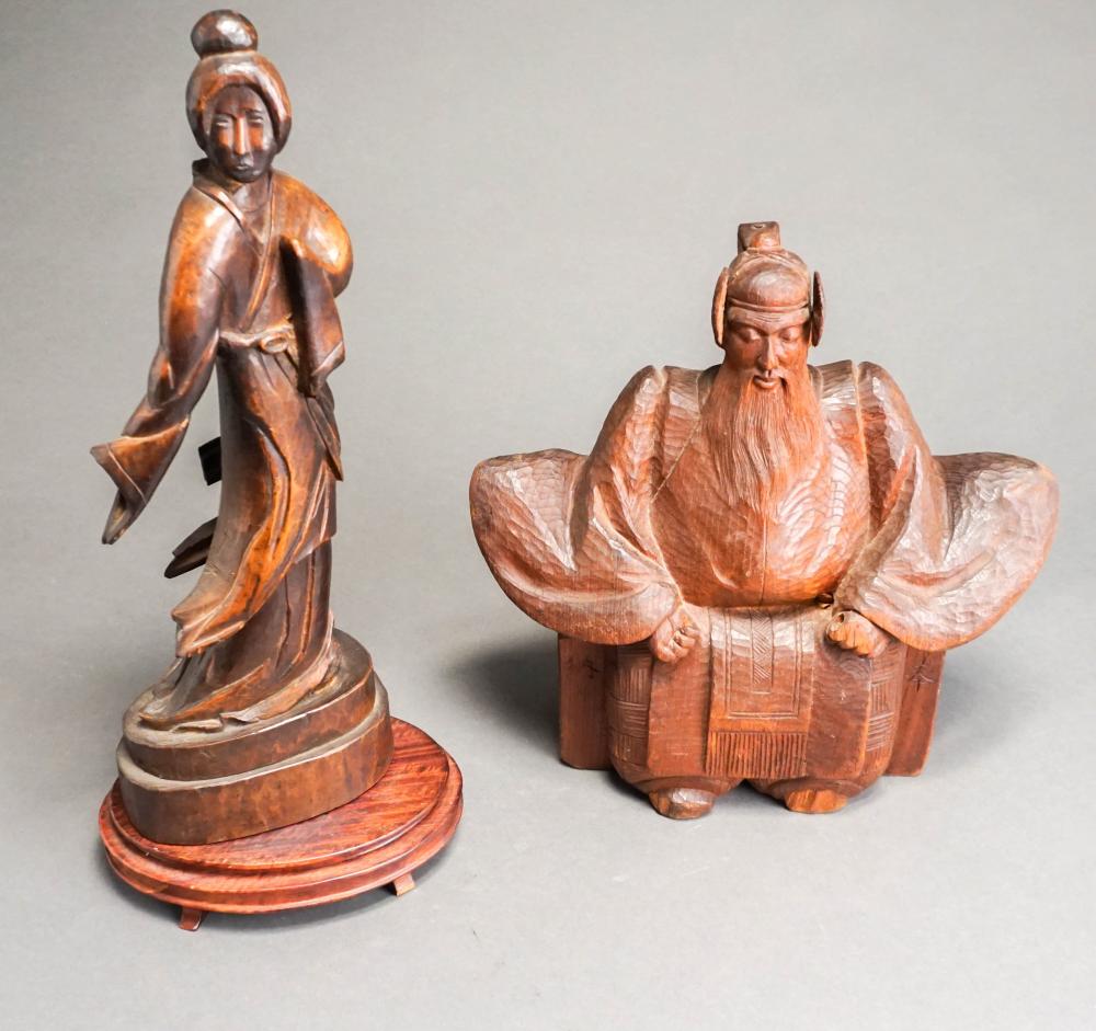 TWO JAPANESE CARVED PATINATED WOOD 32b468
