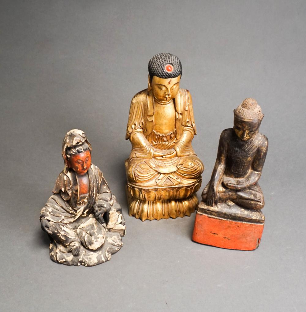 TWO SOUTHEAST ASIAN CARVED BUDDHAS