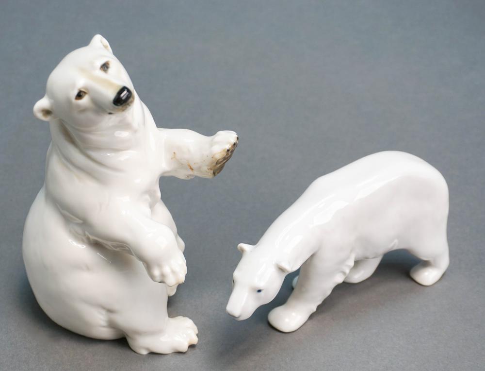 TWO PORCELAIN POLAR BEAR FIGURINES