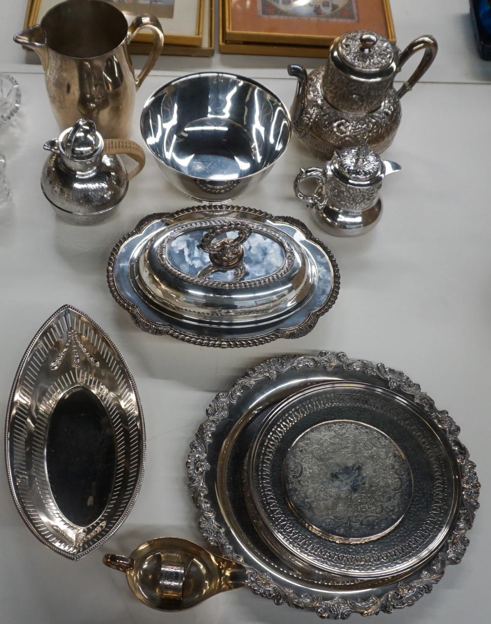 GROUP WITH SILVER PLATE SERVING