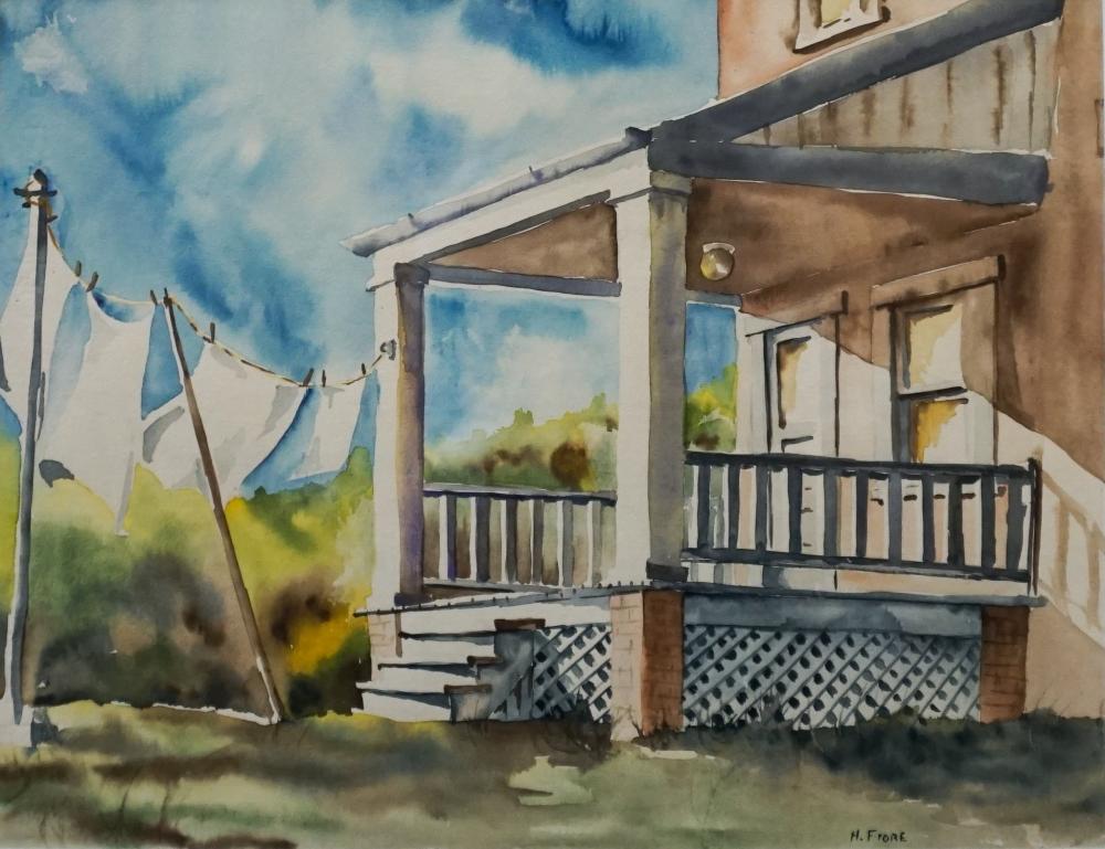 HENRY FIORE BACK PORCH WATERCOLOR  32b583