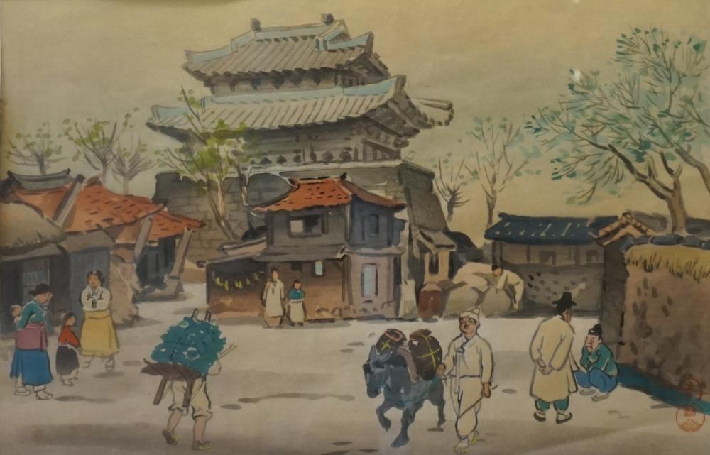 JAPANESE WOODBLOCK PRINT OF VILLAGE