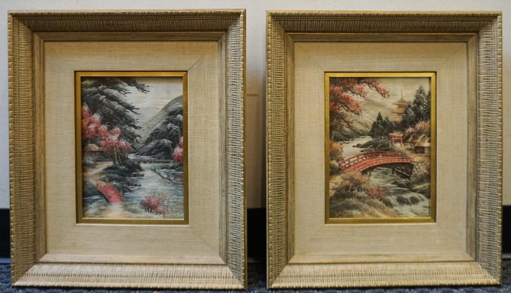 PAIR FRAMED JAPANESE EMBROIDERED 32b59c