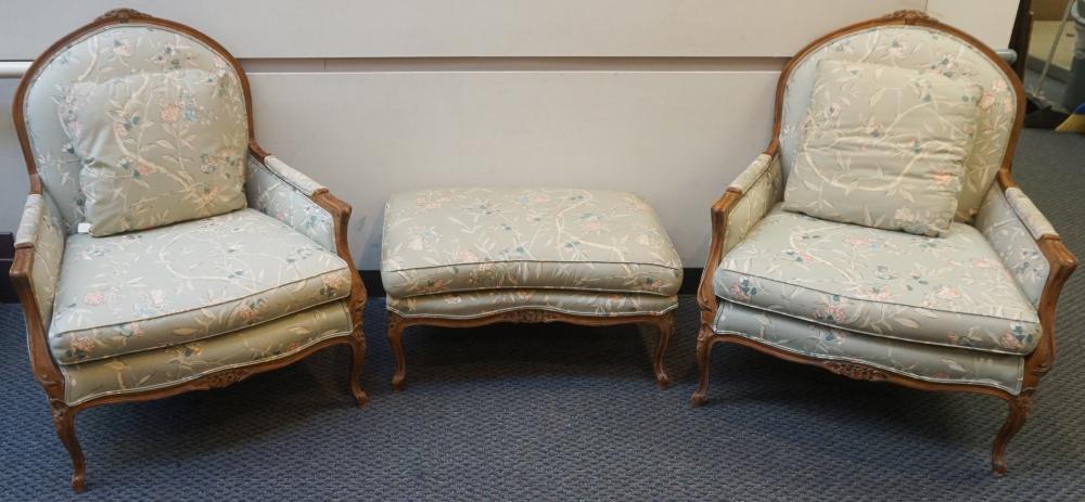 PAIR PROVINCIAL STYLE UPHOLSTERED