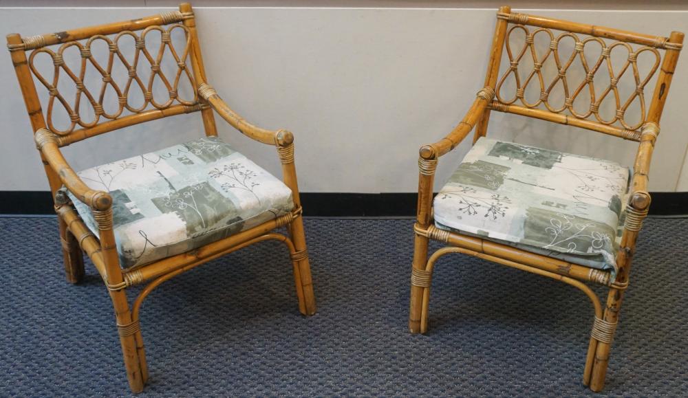 PAIR OF CONTEMPORARY RATTAN ARMCHAIRSPair