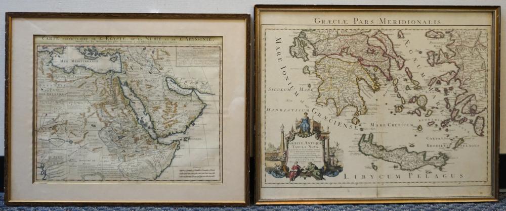 TWO COLORED OUTLINED ENGRAVED MAPS